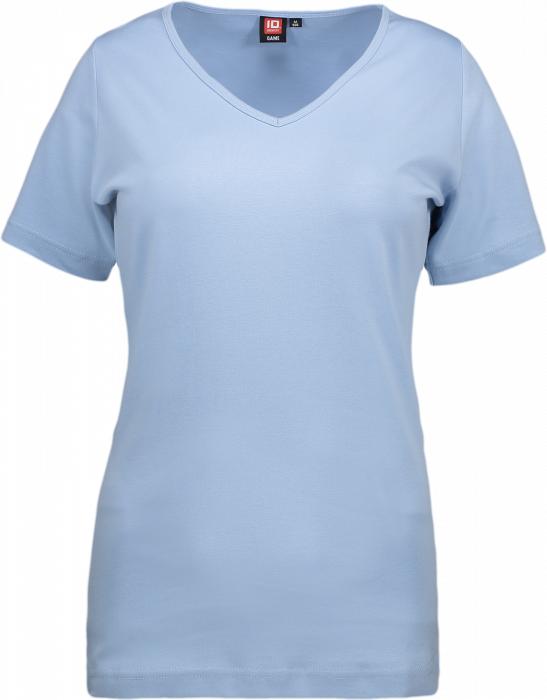 ID - Ladies' Interlock T-Shirt V-Neck - Ljus blå