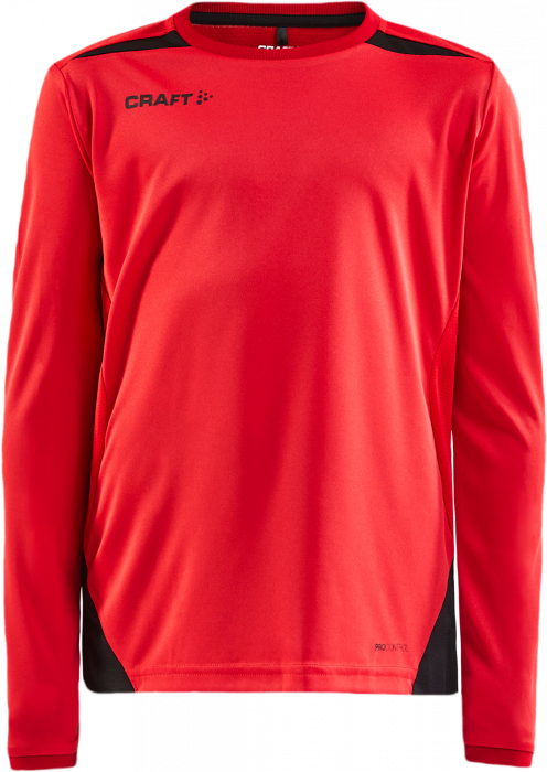 Craft - Pro Control Impact Longsleeve Tee Junior - Bright Red & negro