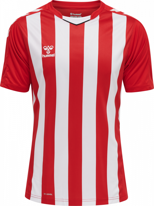 Hummel - Core Xk Striped Jersey Jr - True Red & branco