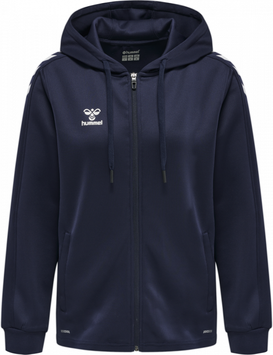 Hummel - Core Xk Poly Hoodie With Zipper Women - Marine & blanc