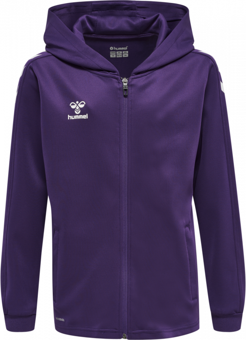 Hummel - Core Xk Poly Hoodie With Zipper Jr - Purple Reign & white