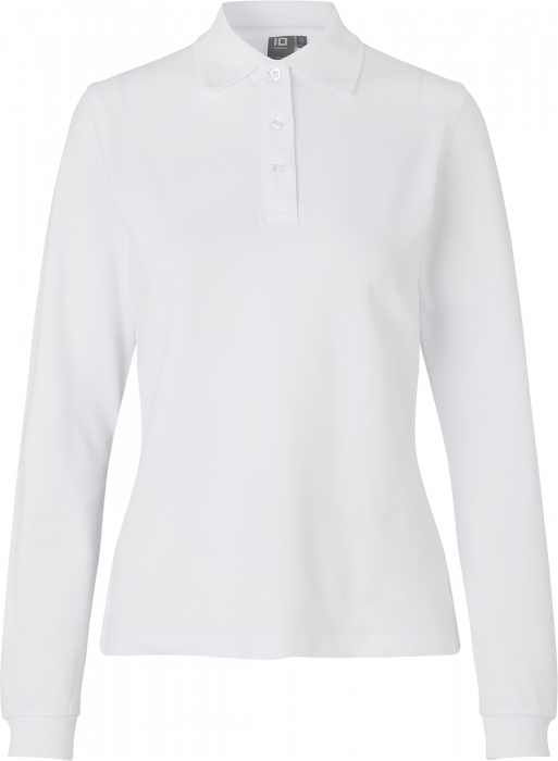 ID - Long-Sleeved Polo Shirt Stretch Woman - Bianco