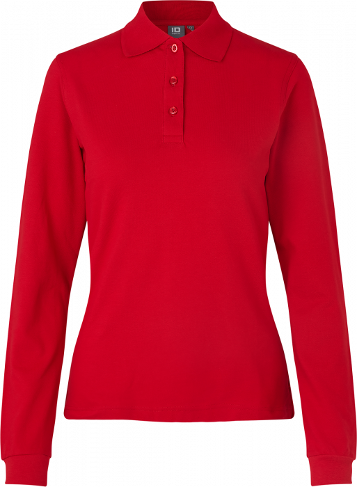 ID - Long-Sleeved Polo Shirt Stretch Woman - Röd