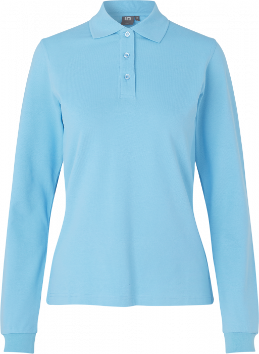 ID - Long-Sleeved Polo Shirt Stretch Woman - Azul claro